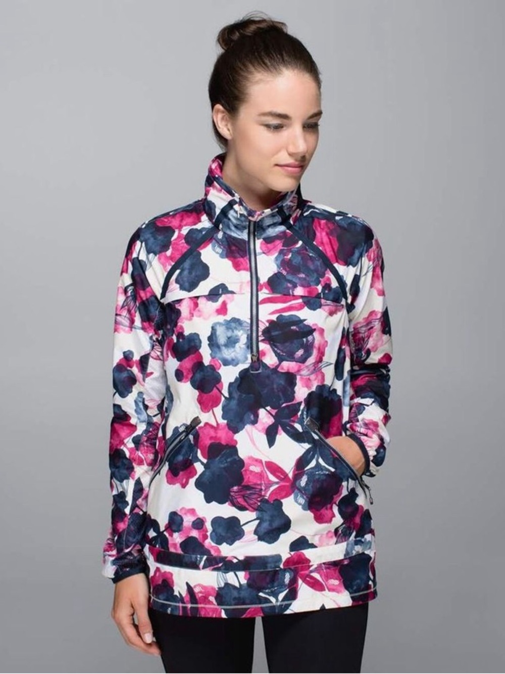 Lululemon Miss Misty Pullover Inky Floral Ghost Packable Hooded Jacket Size 4